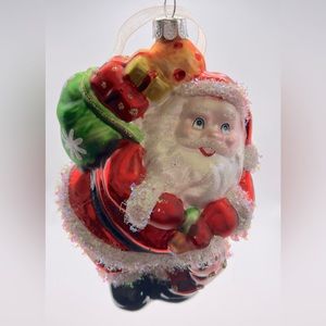 Vintage styled blown glass santa with bag of presents 4.75”